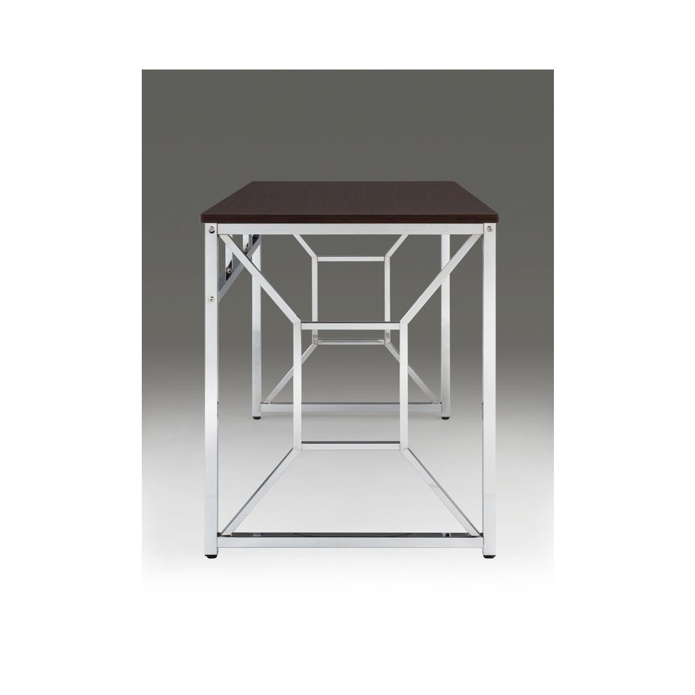 Contemporary Martha Writing Desk Wooden & Chrome In Brown. Picture 4