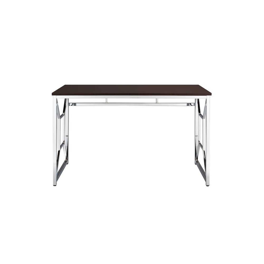 Contemporary Martha Writing Desk Wooden & Chrome In Brown. Picture 1