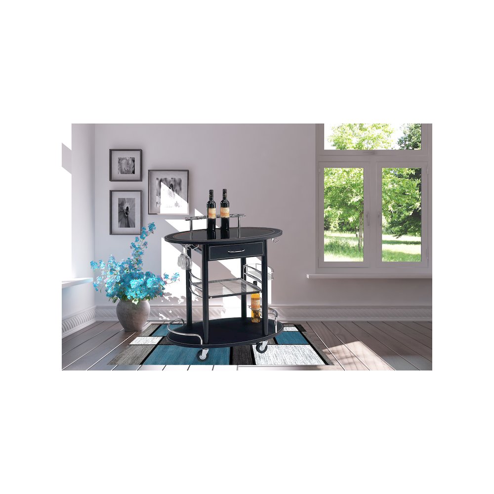 Contemporary Minibar Cart In Black. Picture 2