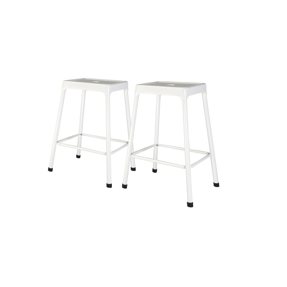 Monoco Stool, Counter Stool Metal White Powder Coating, Set Of 2. Picture 1