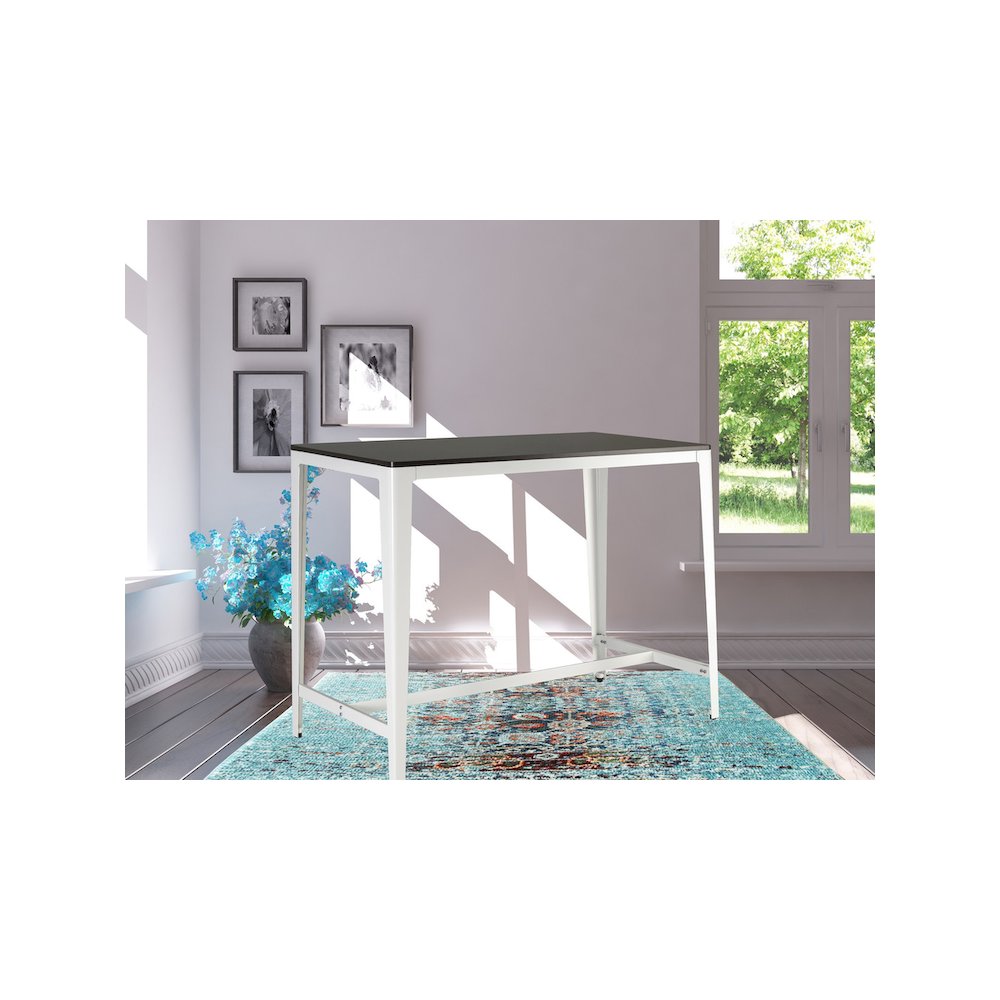 Monoco Table, Farmhouse Style Minimalis Counter Height Table In Brown/ White. Picture 1