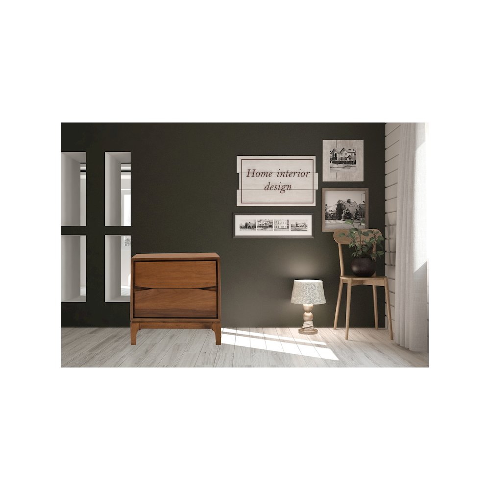 Monte Wooden Night Stand In Walnut Color. Picture 3