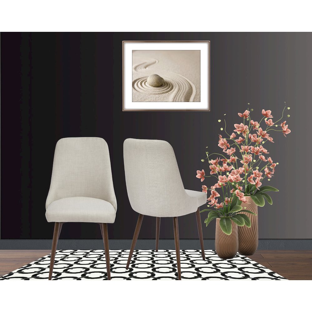 Oslo Modern Upholstery Side Dining Chair Set Of 2, Beige. Picture 5