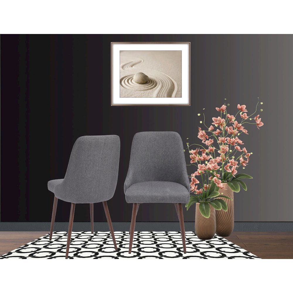 Oslo Modern Upholstery Side Dining Chair Set Of 2, Grey. Picture 5