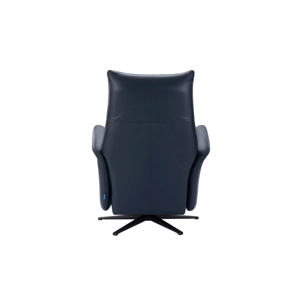 Pomego Full Top Grain Leather Power Recliner Chair In Navy Color. Picture 2