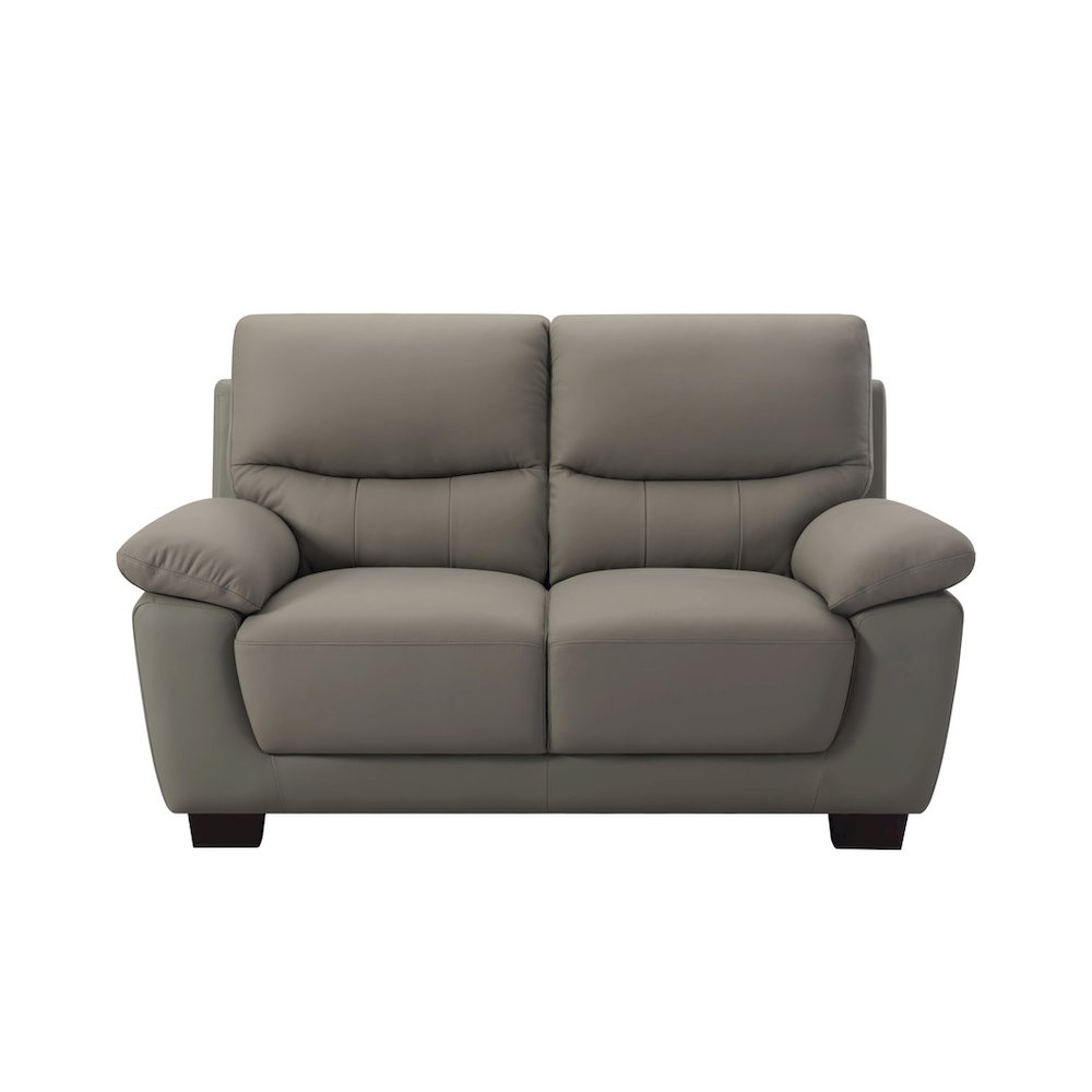 2-Seater Renzo Living Room Top Grain Leather Match In Gray Green Color. Picture 3