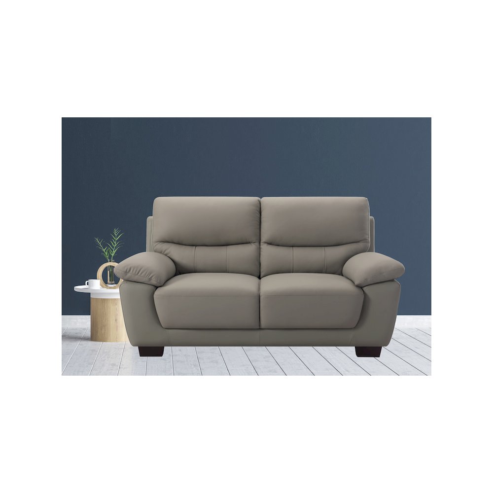 2-Seater Renzo Living Room Top Grain Leather Match In Gray Green Color. Picture 4