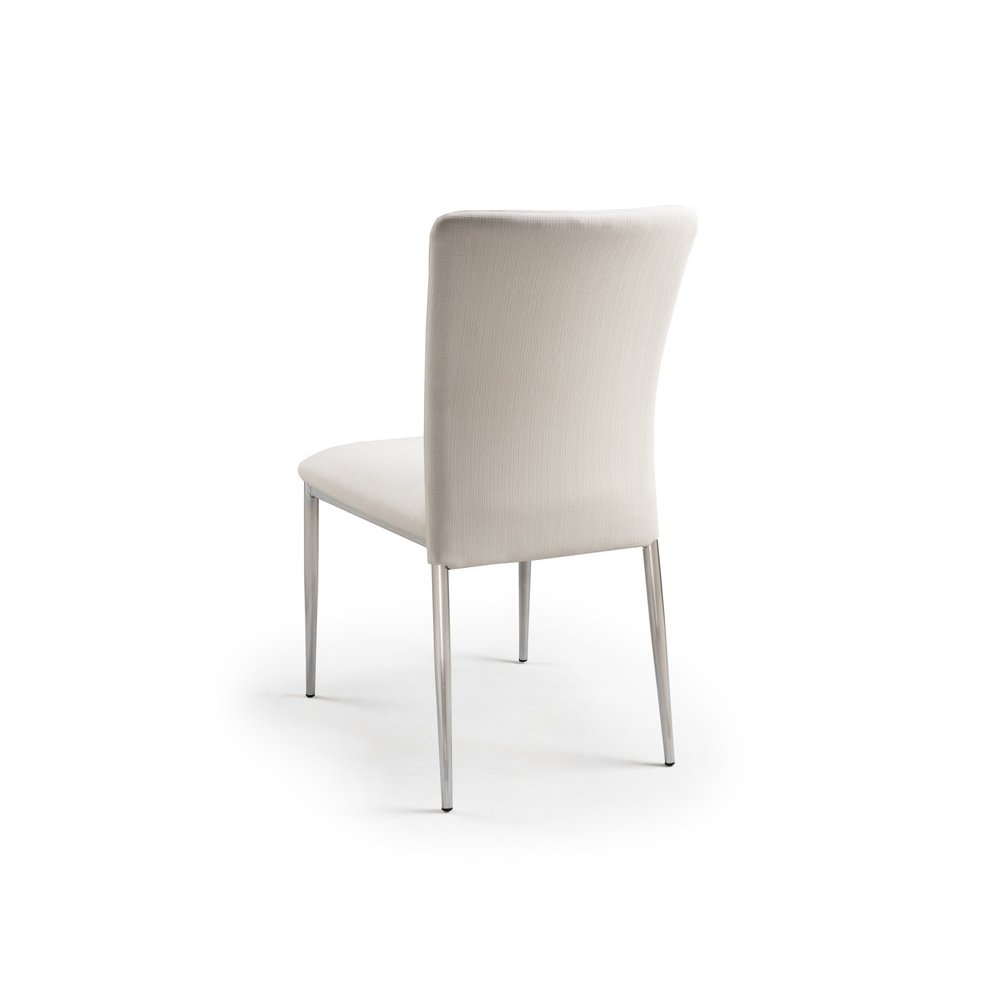 Modern Chic Side Chair Faux Fabric & Metal Legs In White/Brush Set Of 2. Picture 3