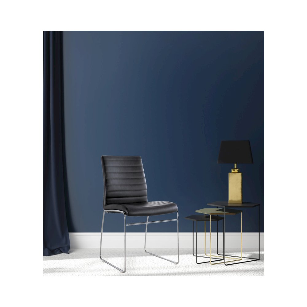 Guest Waiting Side Chair Pvc/Chrome In Black, Set Of 2. Picture 3
