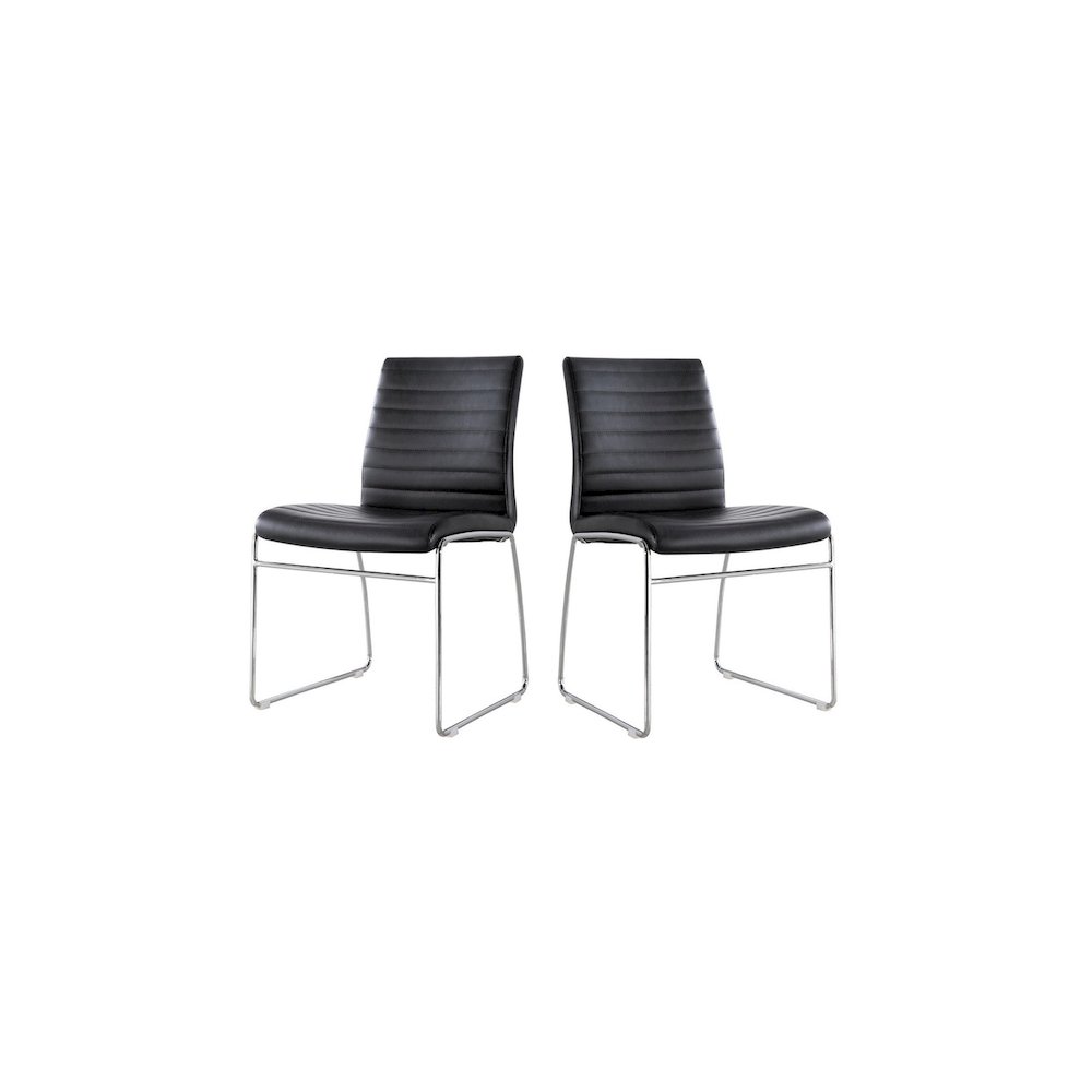 Guest Waiting Side Chair Pvc/Chrome In Black, Set Of 2. Picture 2