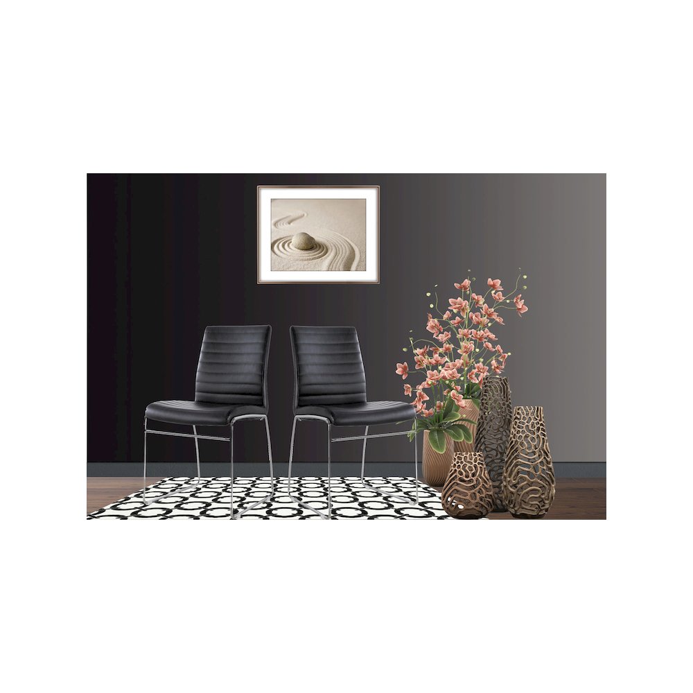 Guest Waiting Side Chair Pvc/Chrome In Black, Set Of 2. Picture 4