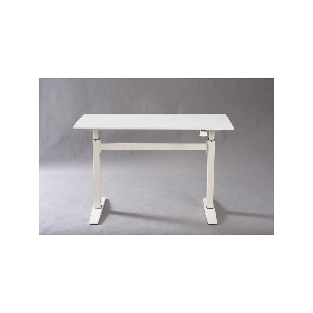 47" Tech Desk Standing And Manual Adjustable Desk In White. Picture 3