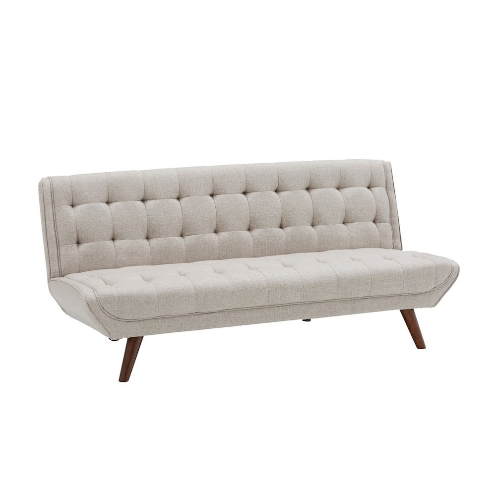 Urban Sofabed Upholstery Fabric With Wooden Legs In Beige. Picture 1