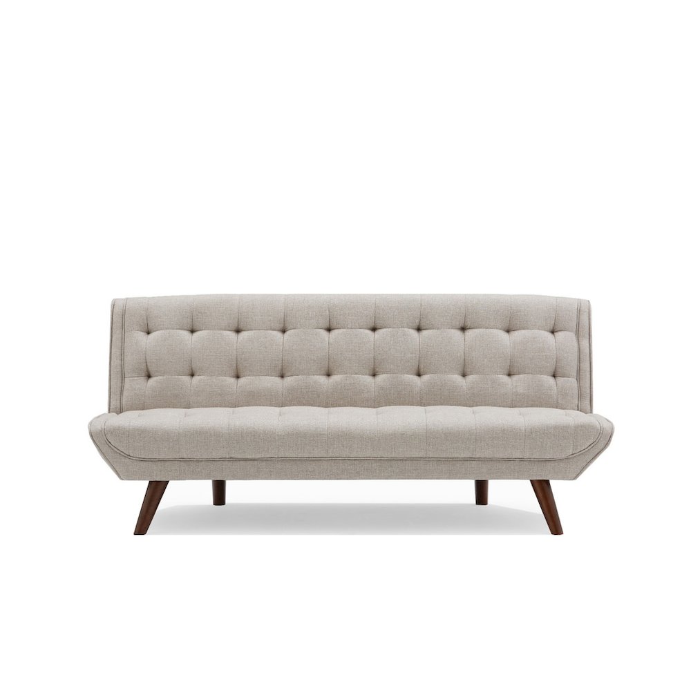 Urban Sofabed Upholstery Fabric With Wooden Legs In Beige. Picture 2