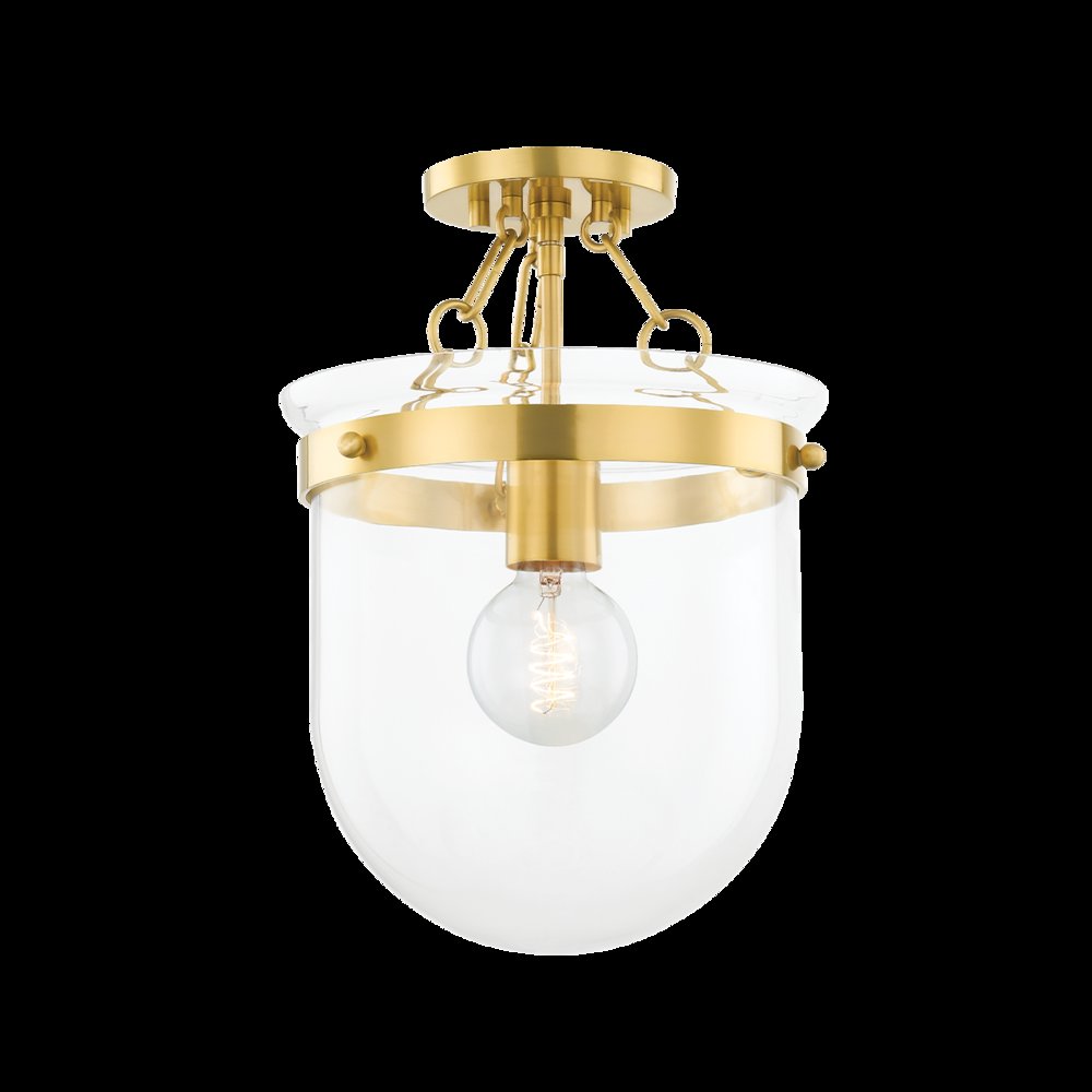 Dunbar Semi Flush, Aged Brass. Picture 1