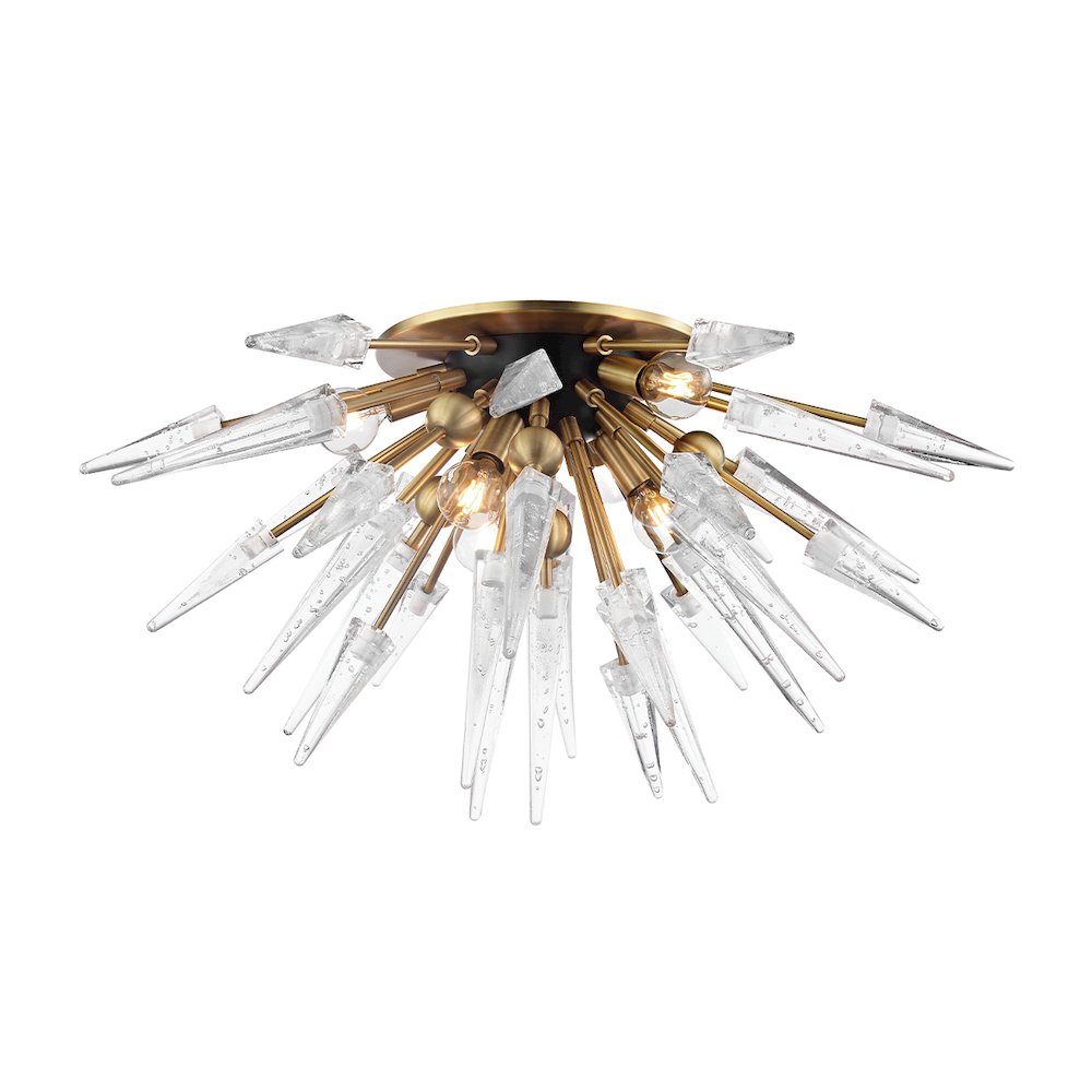 Sparta Semi Flush, Aged Brass. Picture 1