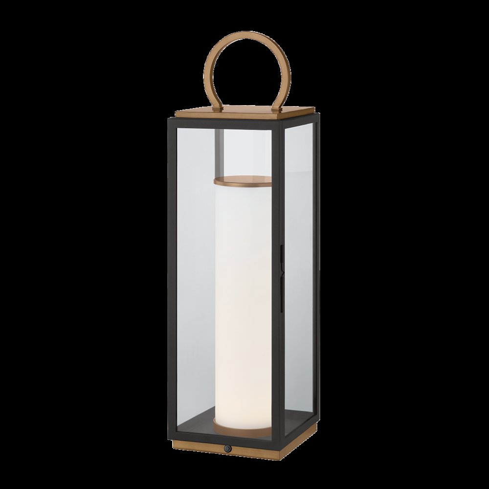 Gareth Exterior Rechargeable Table Lamp, Patina Brass. Picture 1