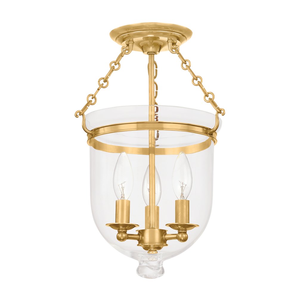 Hampton Semi Flush, Aged Brass. Picture 1