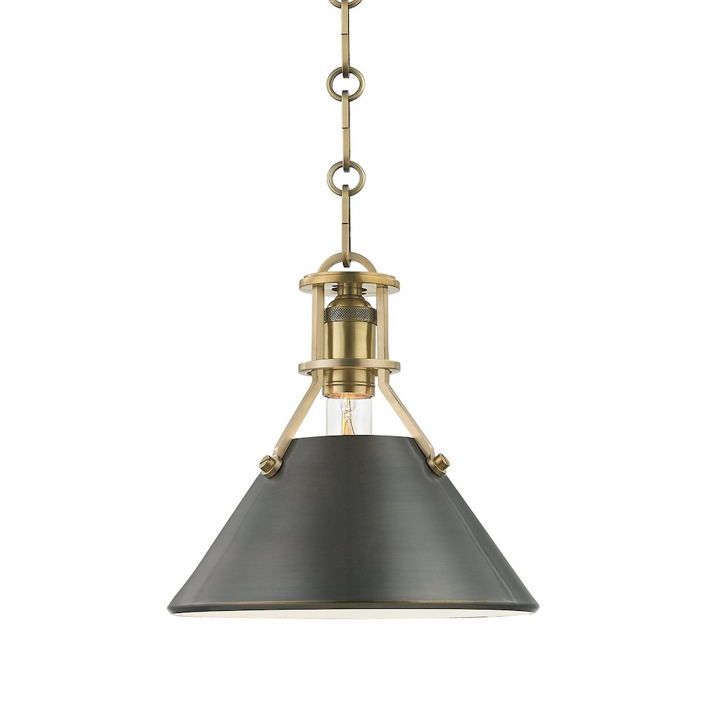 Metal No. 2 Pendant, Aged Brass, Distressed Bronze. Picture 1