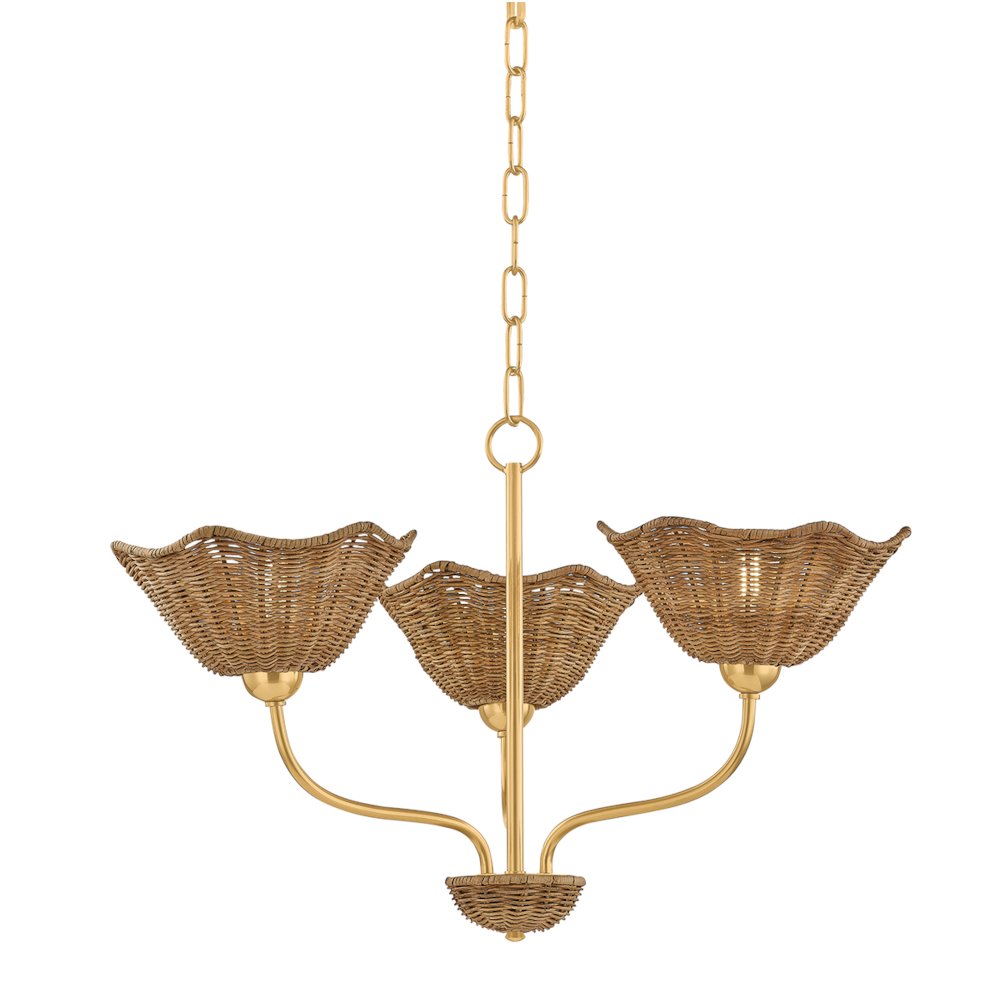 Kehlani Chandelier, Aged Brass. Picture 1