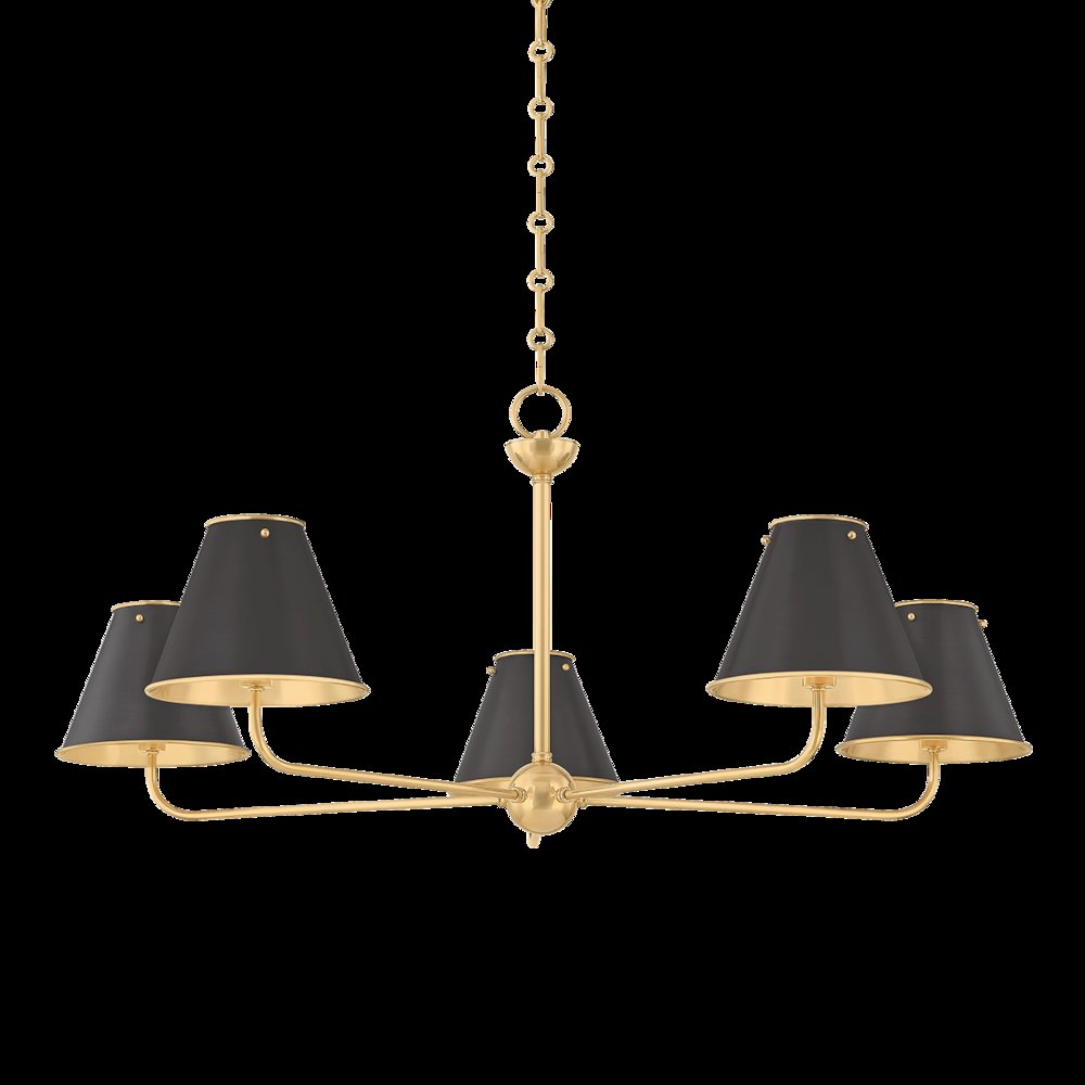 Burghley Chandelier, Aged Brass. Picture 1
