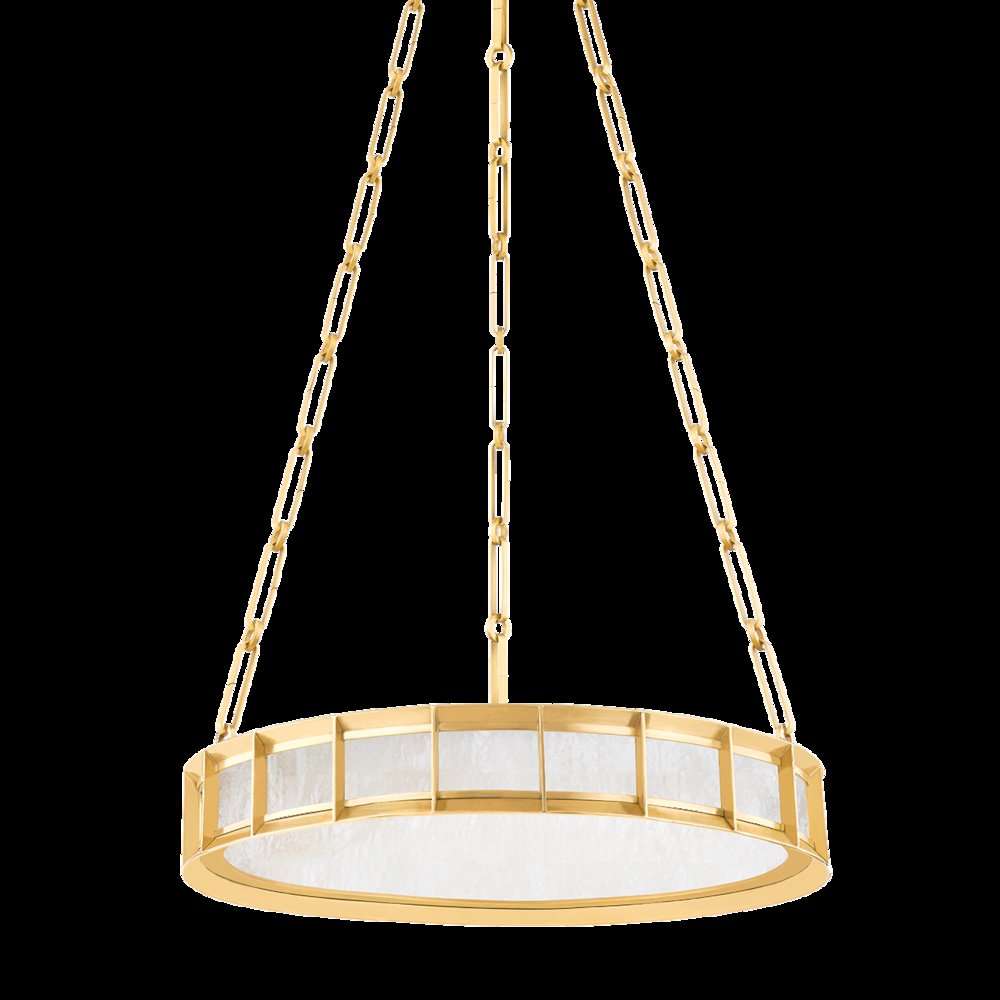 Leda Chandelier, Vintage Brass. Picture 1