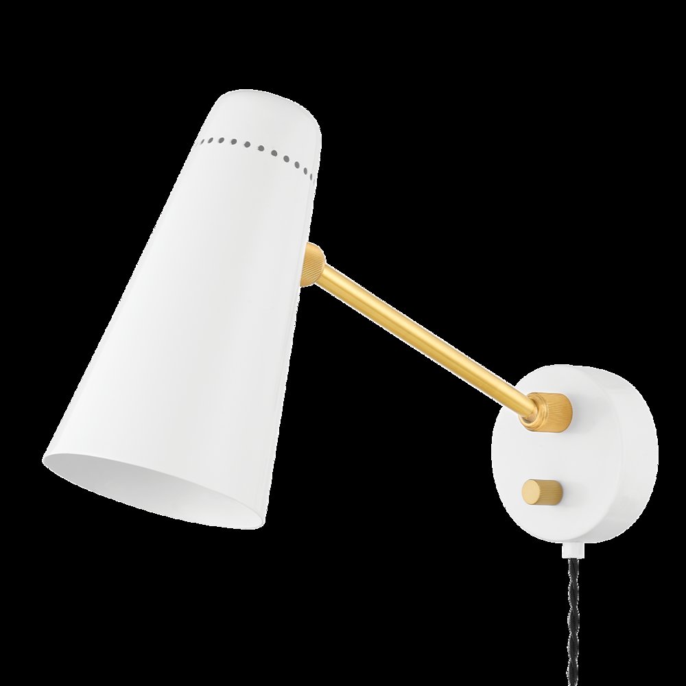 Alex Plug-In Sconce, Aged Brass. Picture 1