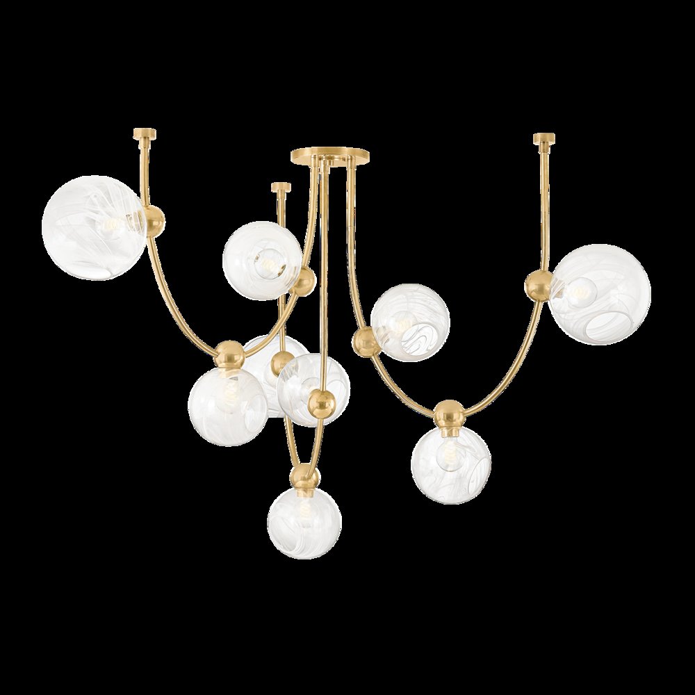 Astraia Chandelier, Vintage Brass. Picture 1