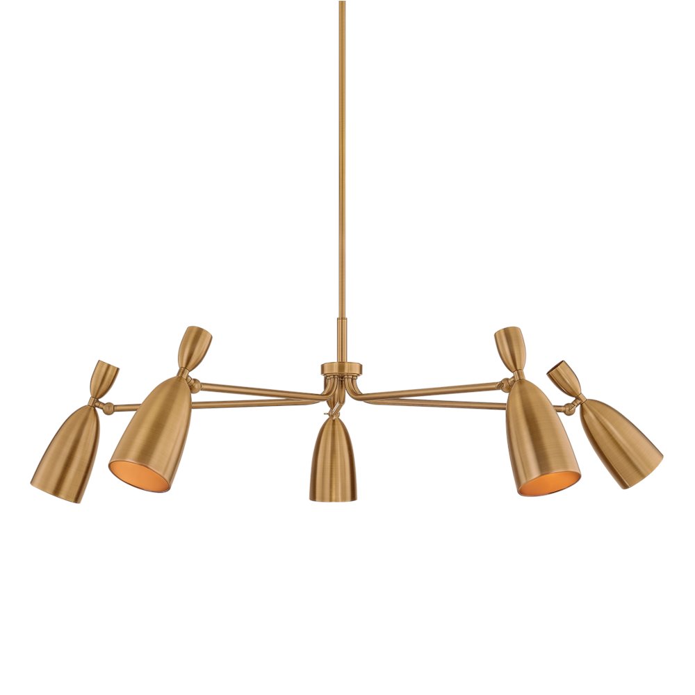 Spade Chandelier, Patina Brass. Picture 1