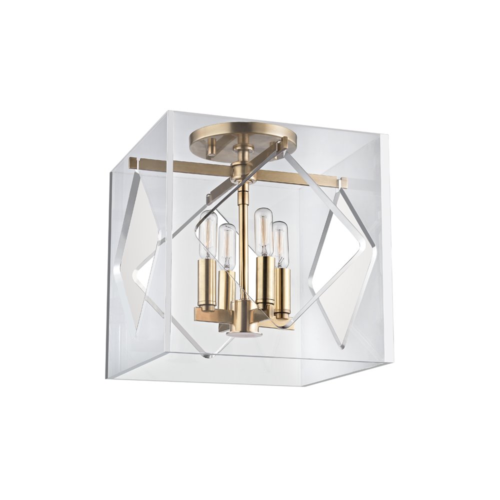 Travis Semi Flush, Aged Brass. Picture 1