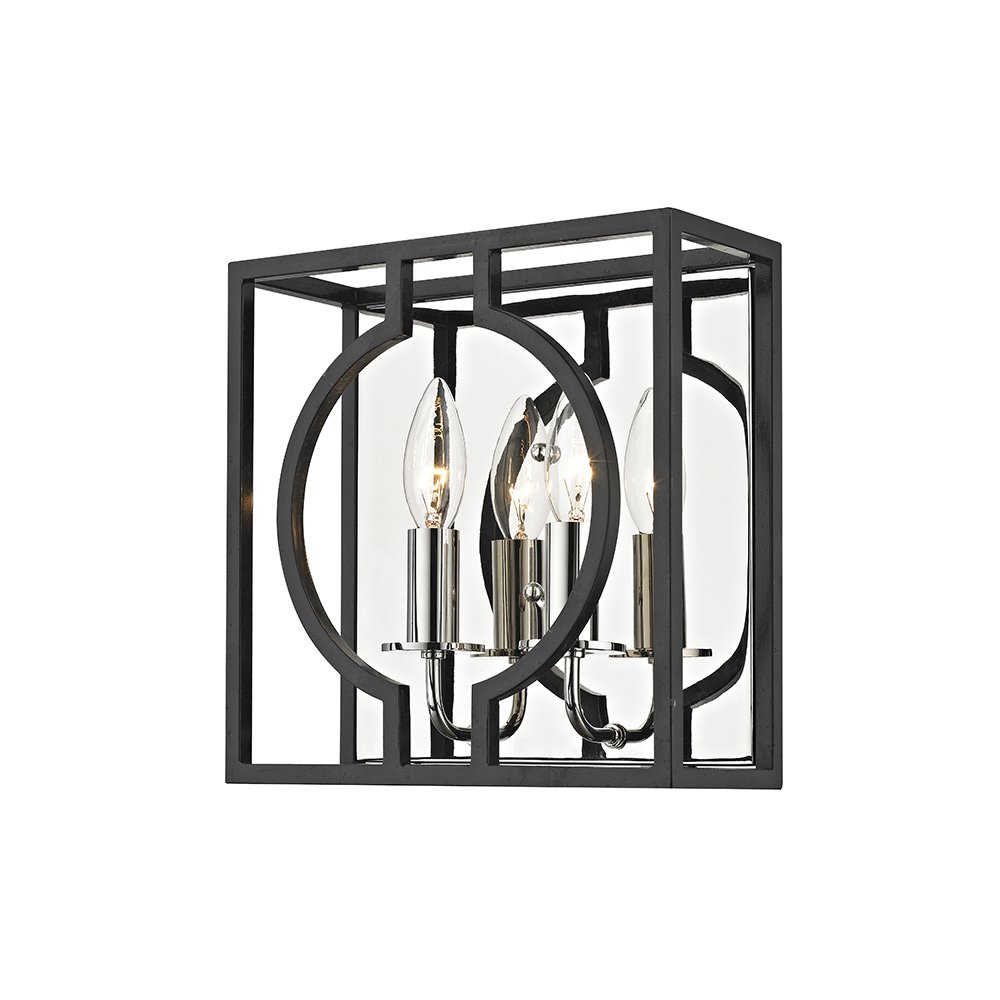 Octavio Wall Sconce, Aged Iron, Polished Nickel Combo. Picture 1
