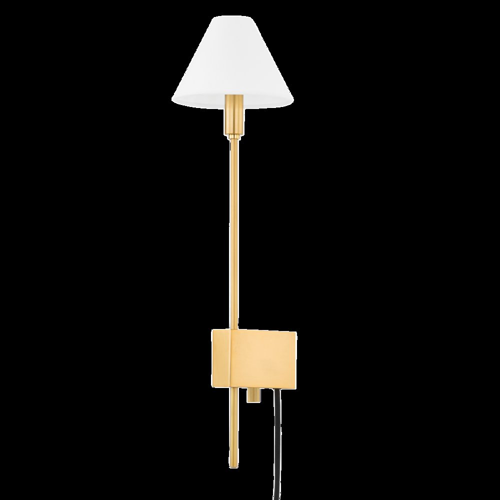 Teaneck Plug-In Sconce, Aged Brass. Picture 1