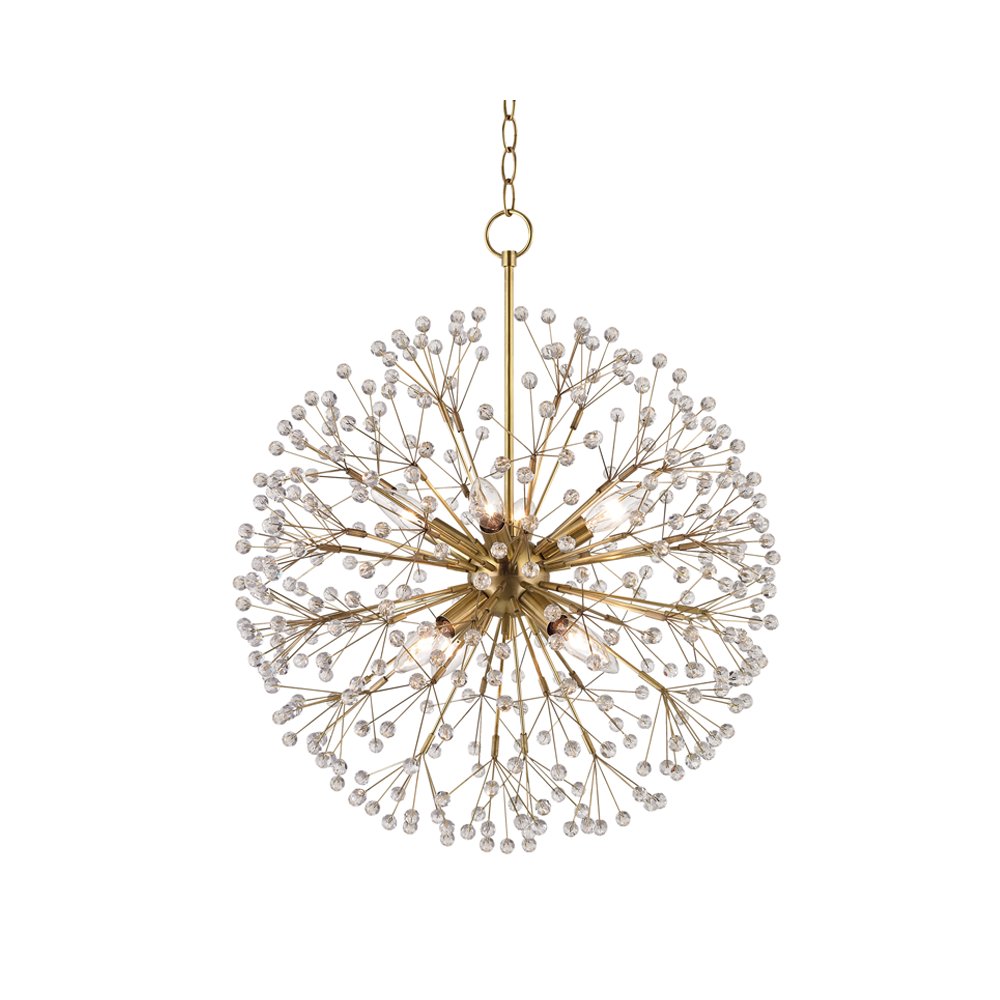 Dunkirk Chandelier, Aged Brass. Picture 1