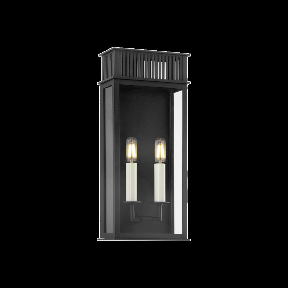 Gridley Exterior Wall Sconce, Texture Black. Picture 1