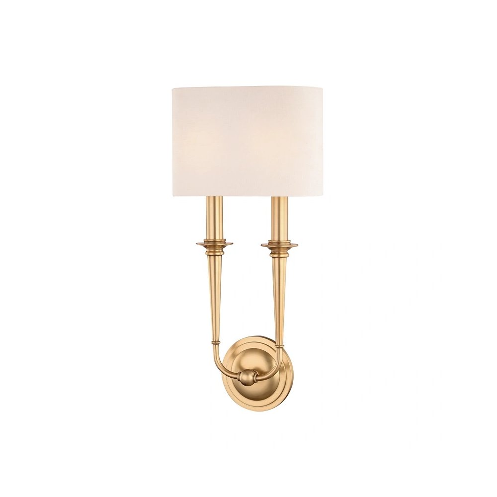 Lourdes Wall Sconce In Aged Brass Color. Picture 1