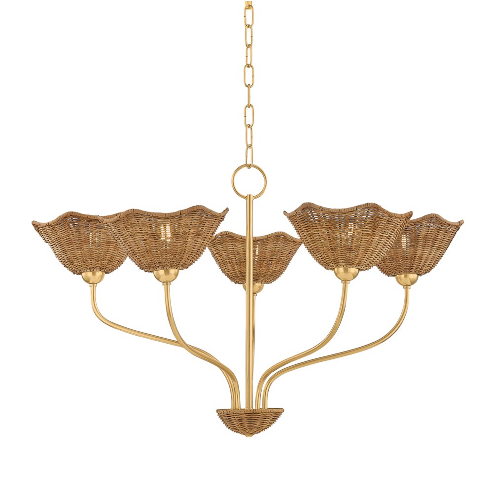 Kehlani Chandelier, Aged Brass. Picture 1