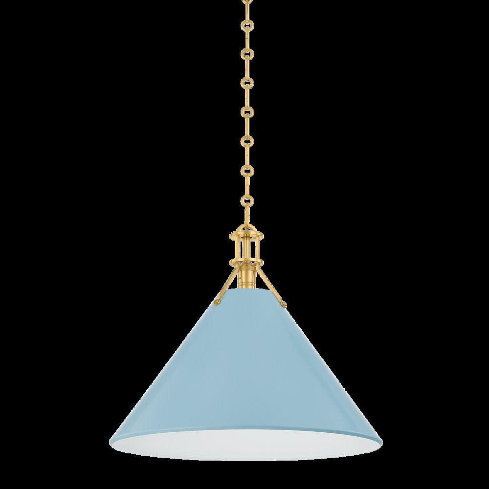 Painted No. 2 Pendant, Aged Brass. Picture 1
