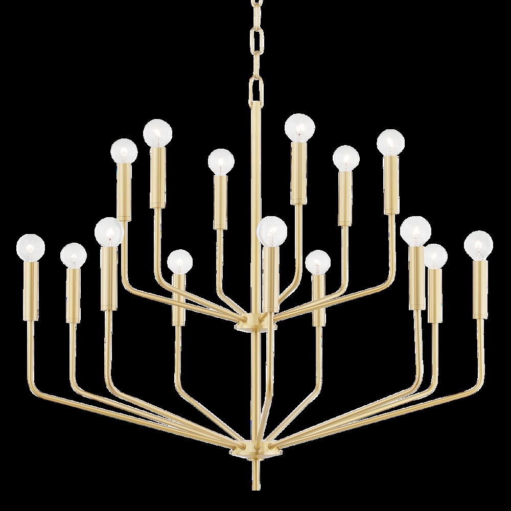Bailey Chandelier In Aged Brass Color. Picture 1