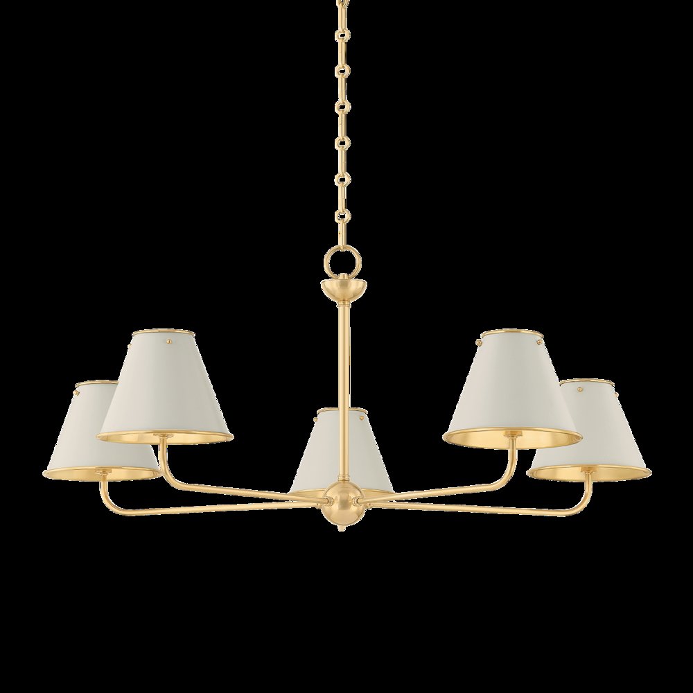 Burghley Chandelier, Aged Brass. Picture 1