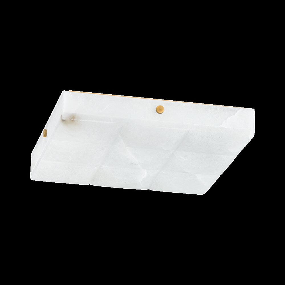 Gypsum Flush Mount, Vintage Brass. Picture 1