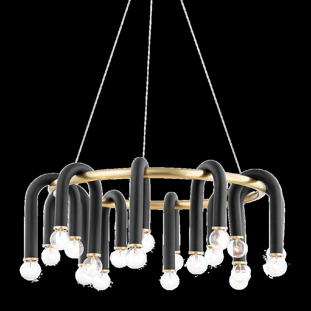 Whit Chandelier, Aged Brass. Picture 1