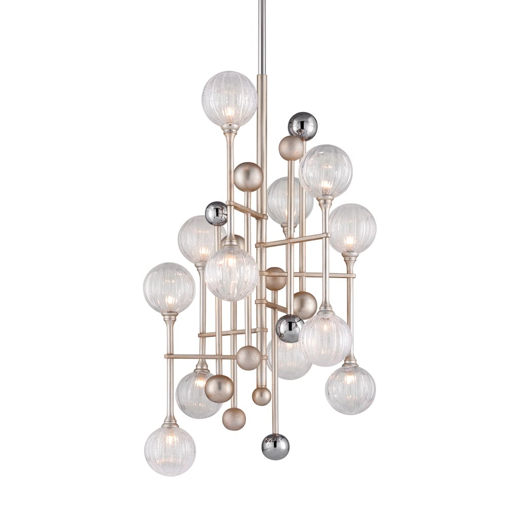 Majorette Chandelier, Silver Leaf. Picture 1