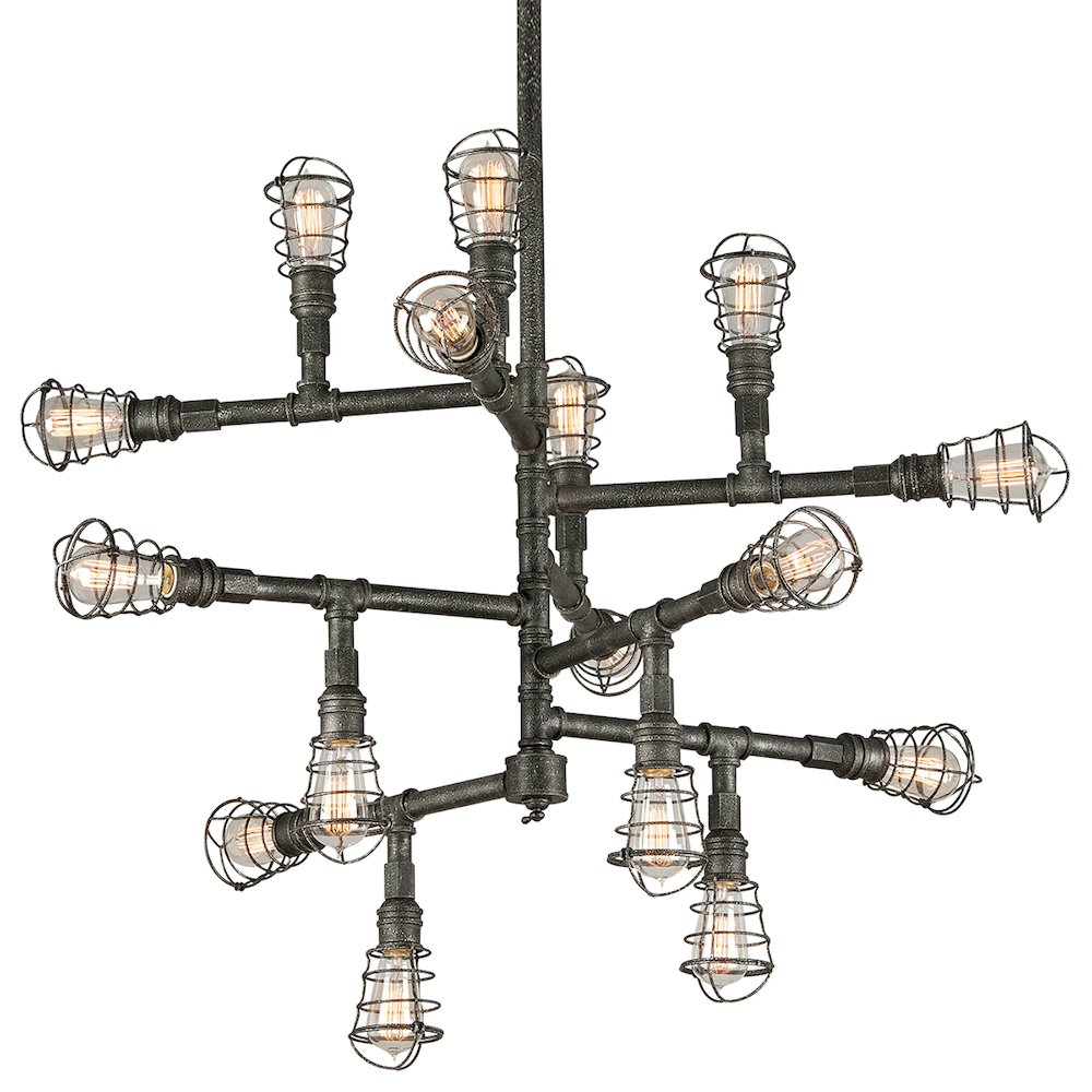 Conduit Chandelier, Aged Pewter. Picture 1