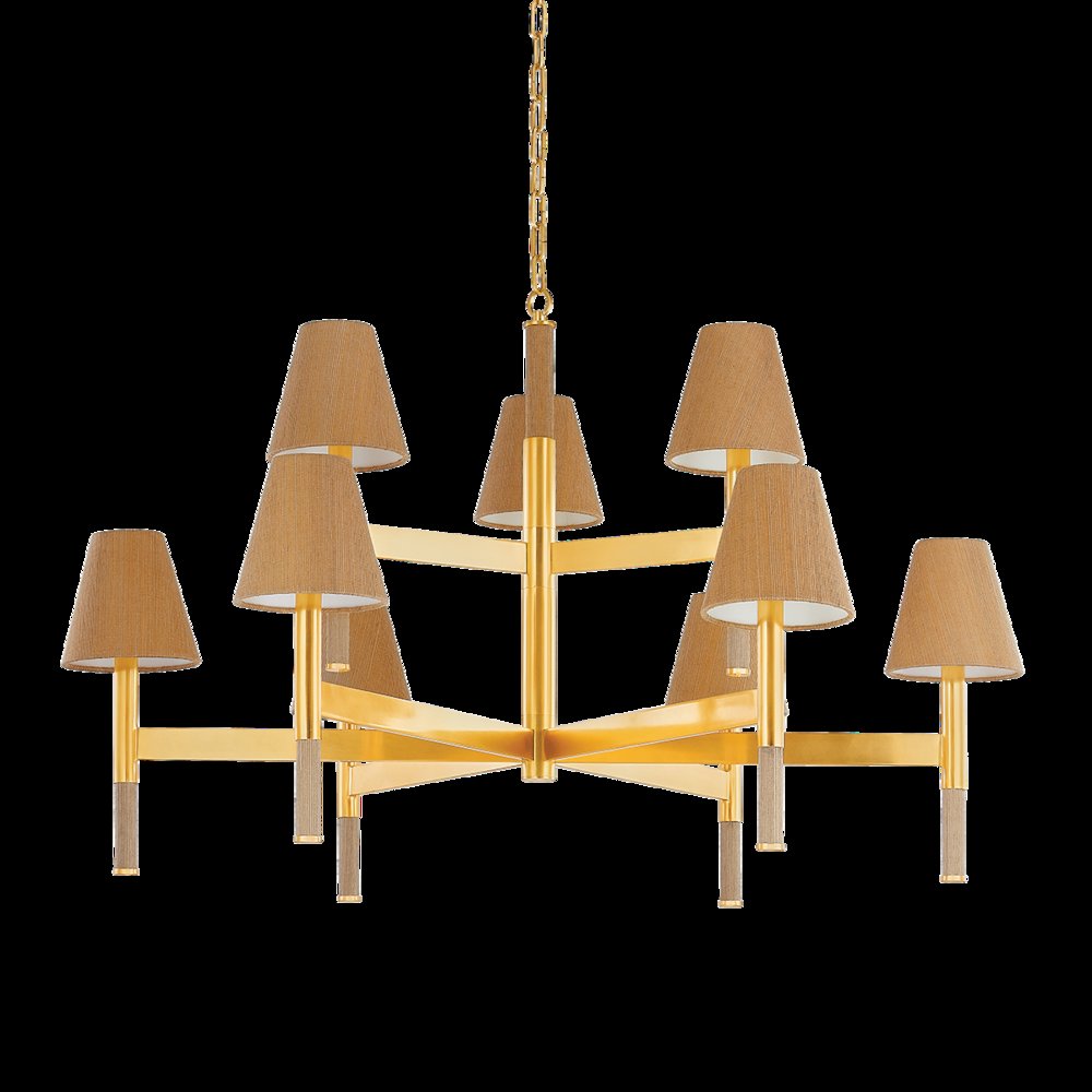 Lindenwood Chandelier, Aged Brass. Picture 1