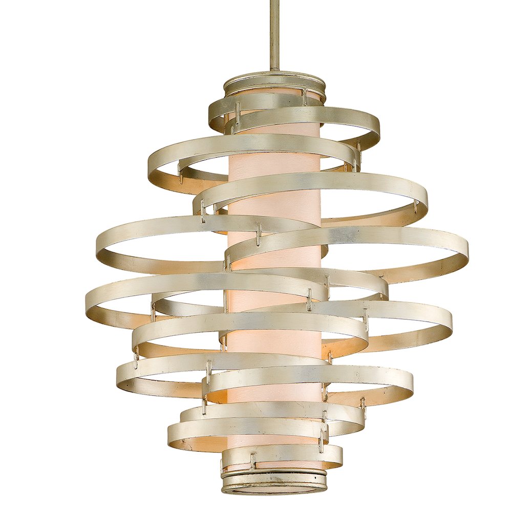 Vertigo Chandelier, Modern Silver Leaf. Picture 1