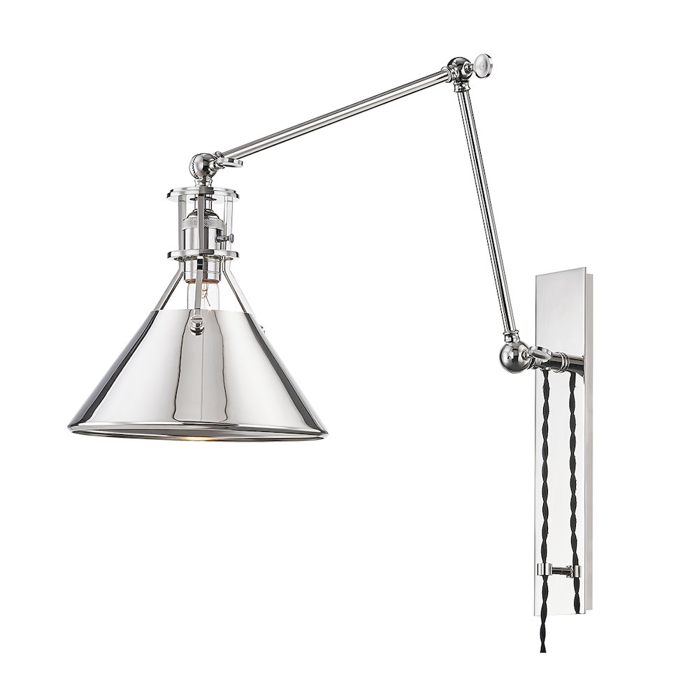 Metal No. 2 Plug-In Sconce, Polished Nickel. Picture 1