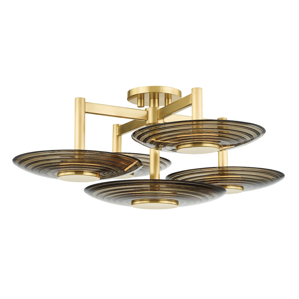 Griston Semi Flush, Aged Brass. Picture 1