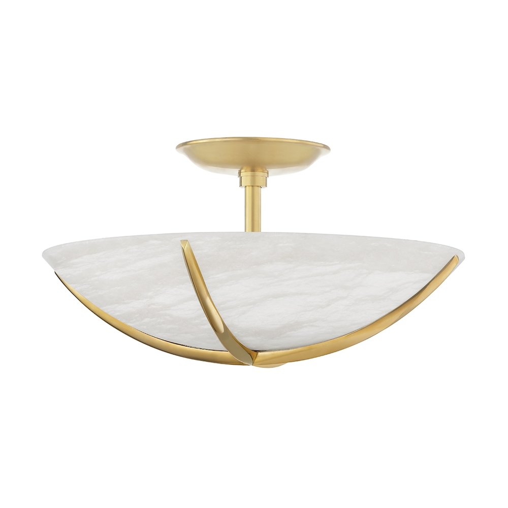 Wheatley Semi Flush In Aged Brass Color. Picture 1