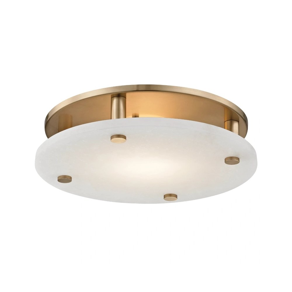 Geneva Flush Mount In Aged Brass Color. Picture 1