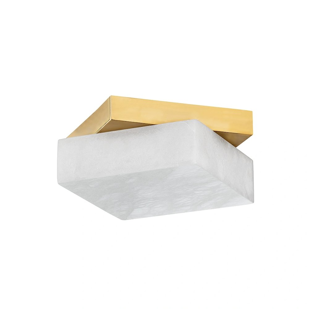 Brockton Flush Mount In Aged Brass Color. Picture 1